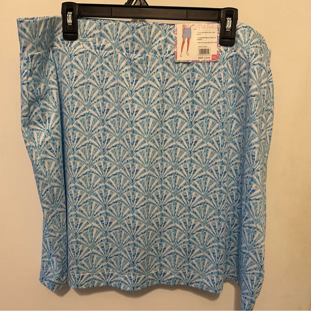 NEW - Stella Parker - Blue & White Fan Print Skort - Size: XXL